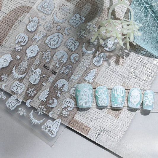 [generic] White Nail stickers (8 styles)
