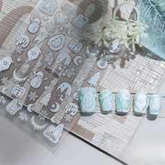 [generic] White Nail stickers (8 styles)
