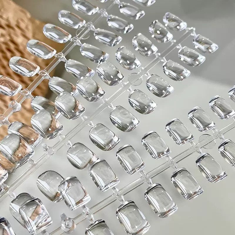 Flat Back Short Round Square Nail Tips For Color Display x 160pcs