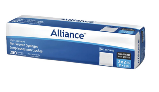 Alliance 2” x 2” Gauze Facial Sponge Non-Woven, Non Sterile 4ply