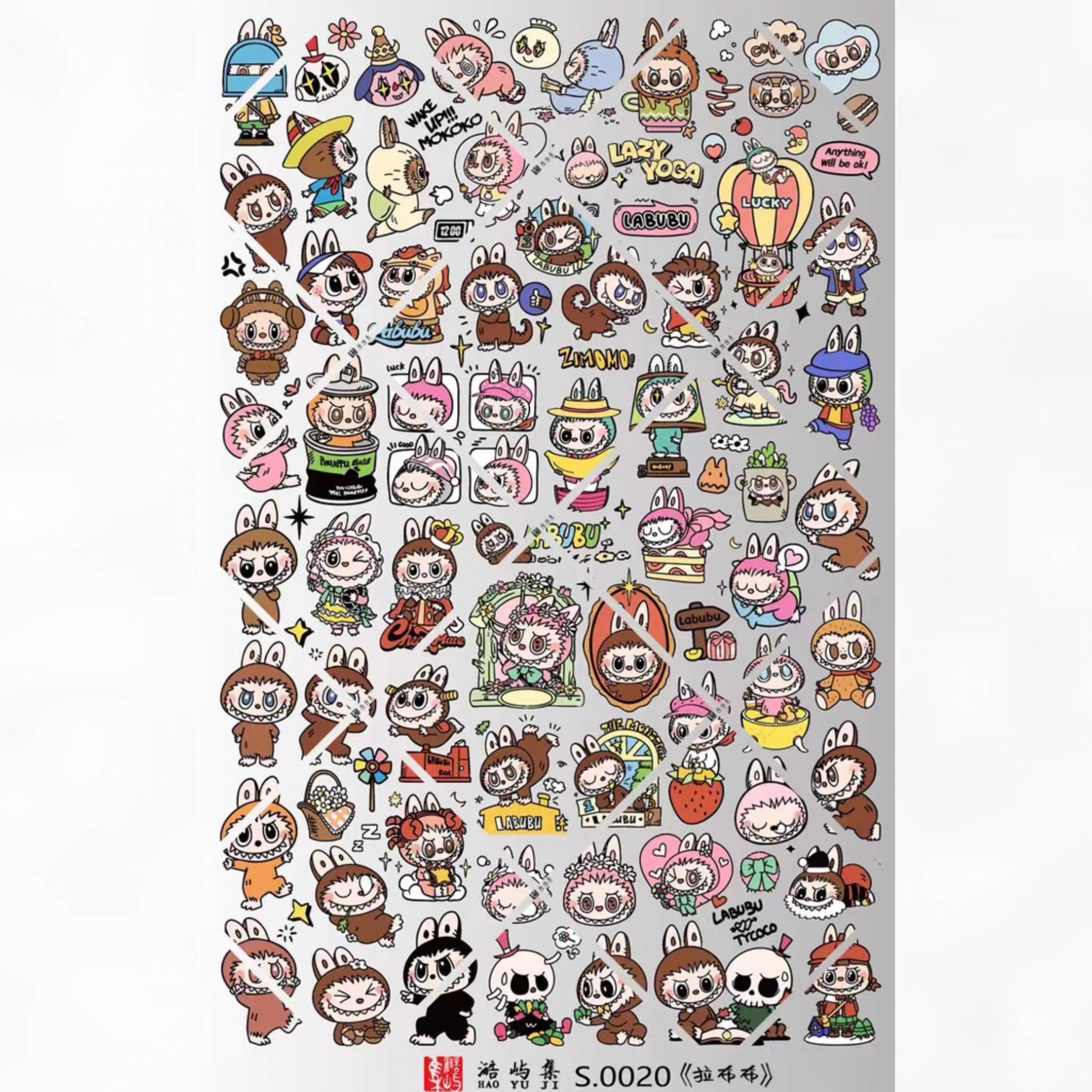 Collection of cartoon character stickers on a white background
