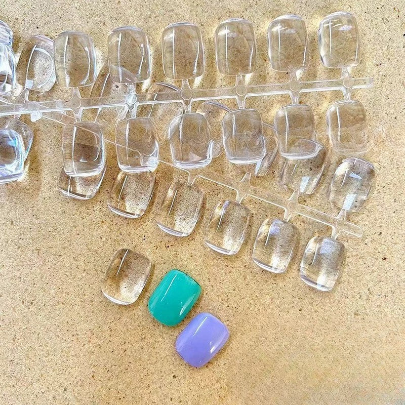 Flat Back Short Round Square Nail Tips For Color Display x 160pcs