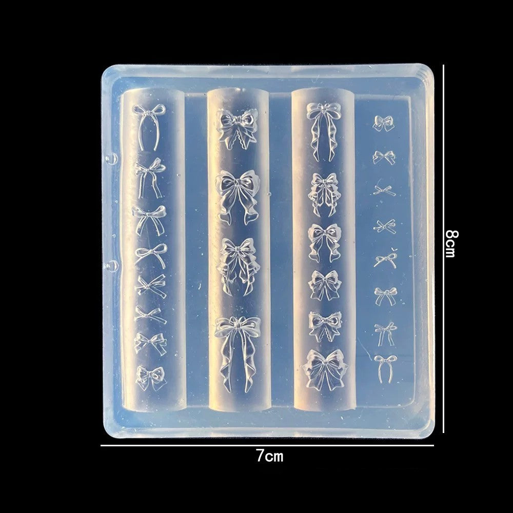 3D Mix Bows Nail Stencils Silicone Molds Carving Bow Knots Design Template Art Accessories Tools for Charms Art Decorations