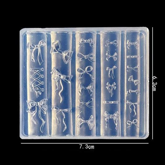 3D Mix Bows Nail Stencils Silicone Molds Carving Bow Knots Design Template Art Accessories Tools for Charms Art Decorations