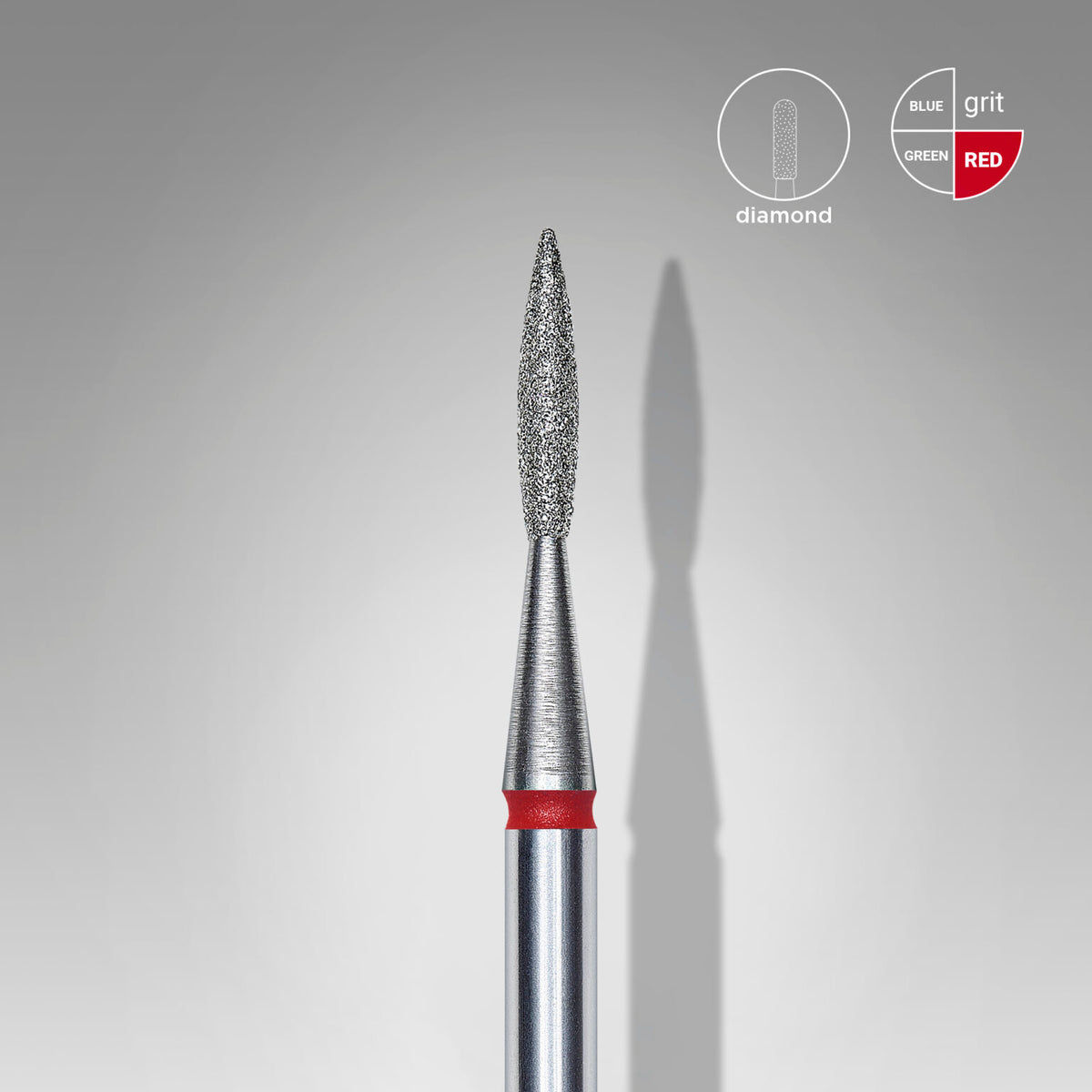 [Staleks]Diamond nail drill bit pointed flame EXPERT head diameter 1,6 mm / working part 8 mm