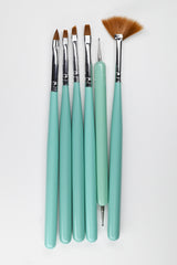 Gel Nail Brush Set of 6 (Tiffany Blue)