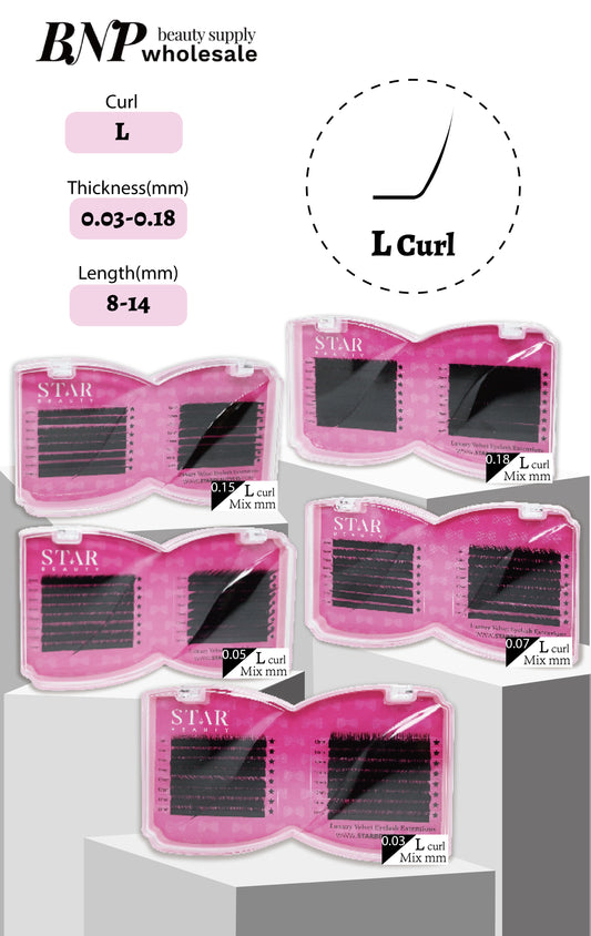 [Star] Premium Luxury Velvet Eyelash Extensions (16 Lines) "L" Curl