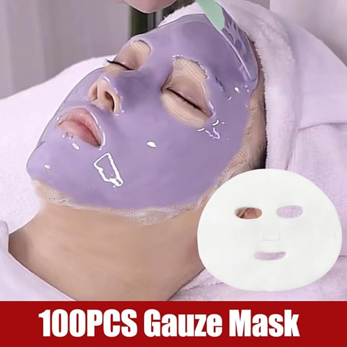 50PCS 12in x 10in Gauze Mask Large Precut Gauze Face Masks Face Pads White Net Face Gauze Mask Natural Spa Gauze Facial Mask Facial Skin Paper Sheet Gauze for Spa Beauty Salon