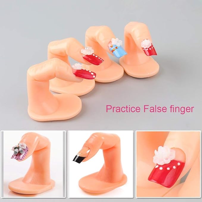 Practice Finger Nail Art Practice Finger Plastic Fake Fingers with Nails for Hand Nail Art Training Display Decoration Tools (1 Pcs)