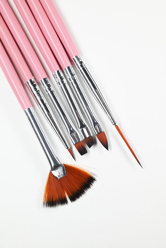 Gel Nail Brush Set (6Pcs Pink)