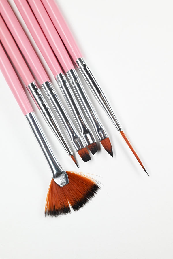 Gel Nail Brush Set (6Pcs Pink)