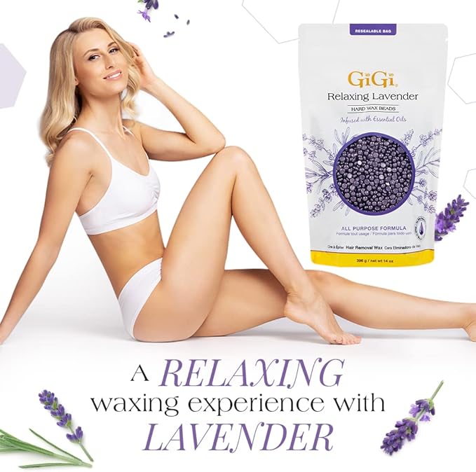 GiGi Hard Wax Beads for Hair Removal 14 oz Relaxing Lavender