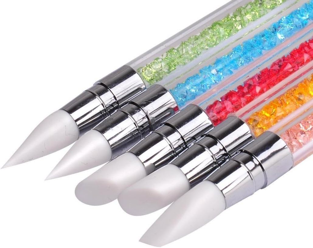 Nail Art Silicone Brushes With Acrylic Strap (5pieces/pack)