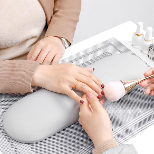 Nail Arm Rest Pillow Nail Tech Manicurist With Mat, White Black Grey