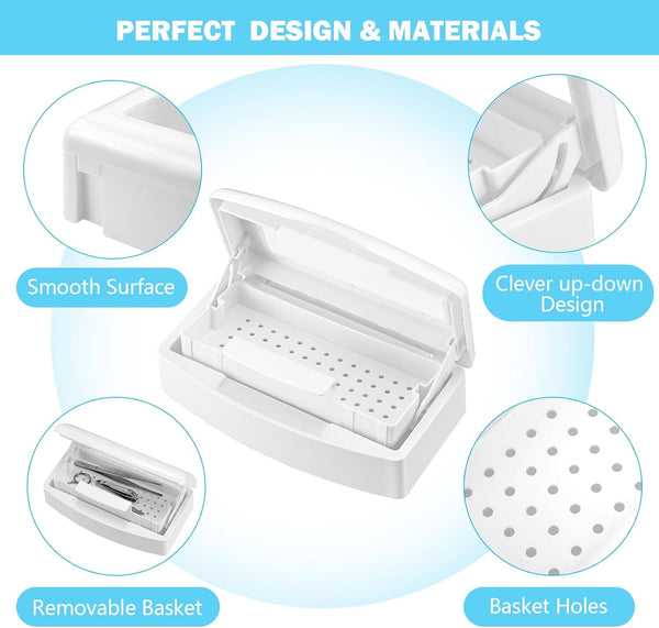 Manicure Nail Tools Lash Tweezer Sterilizer Disinfecting Tray Box Plastic