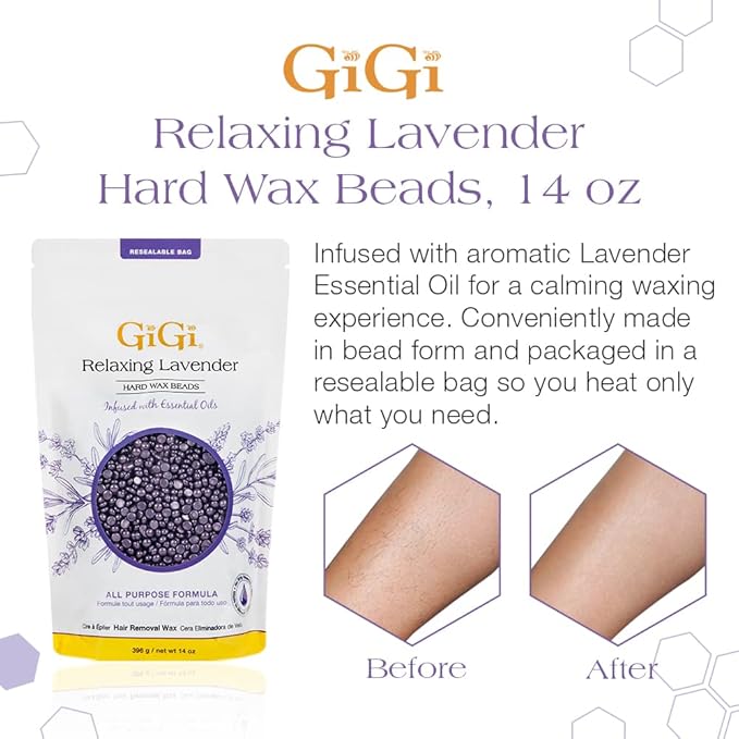 GiGi Hard Wax Beads for Hair Removal 14 oz Relaxing Lavender