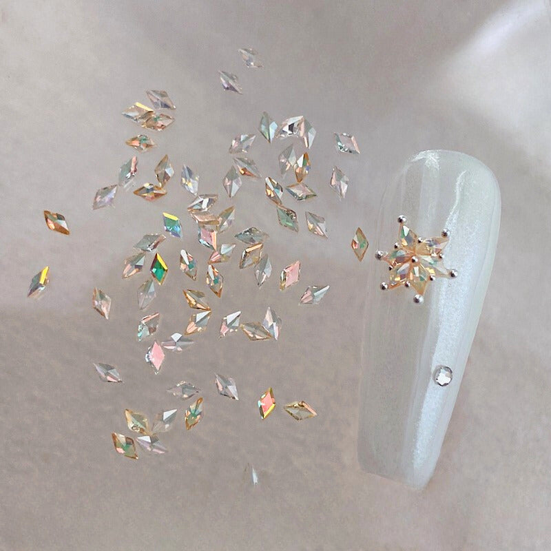 Rhombus-shaped  flat back zircon nail art embellishments 50 pcs