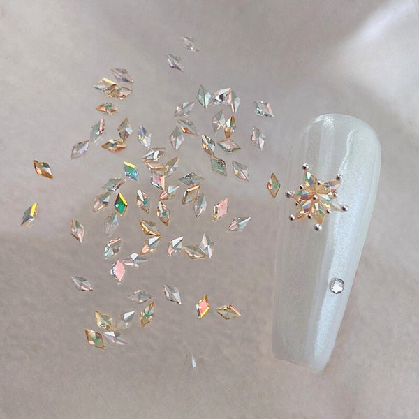 Rhombus-shapedflat back zircon nail art embellishments 50 pcs