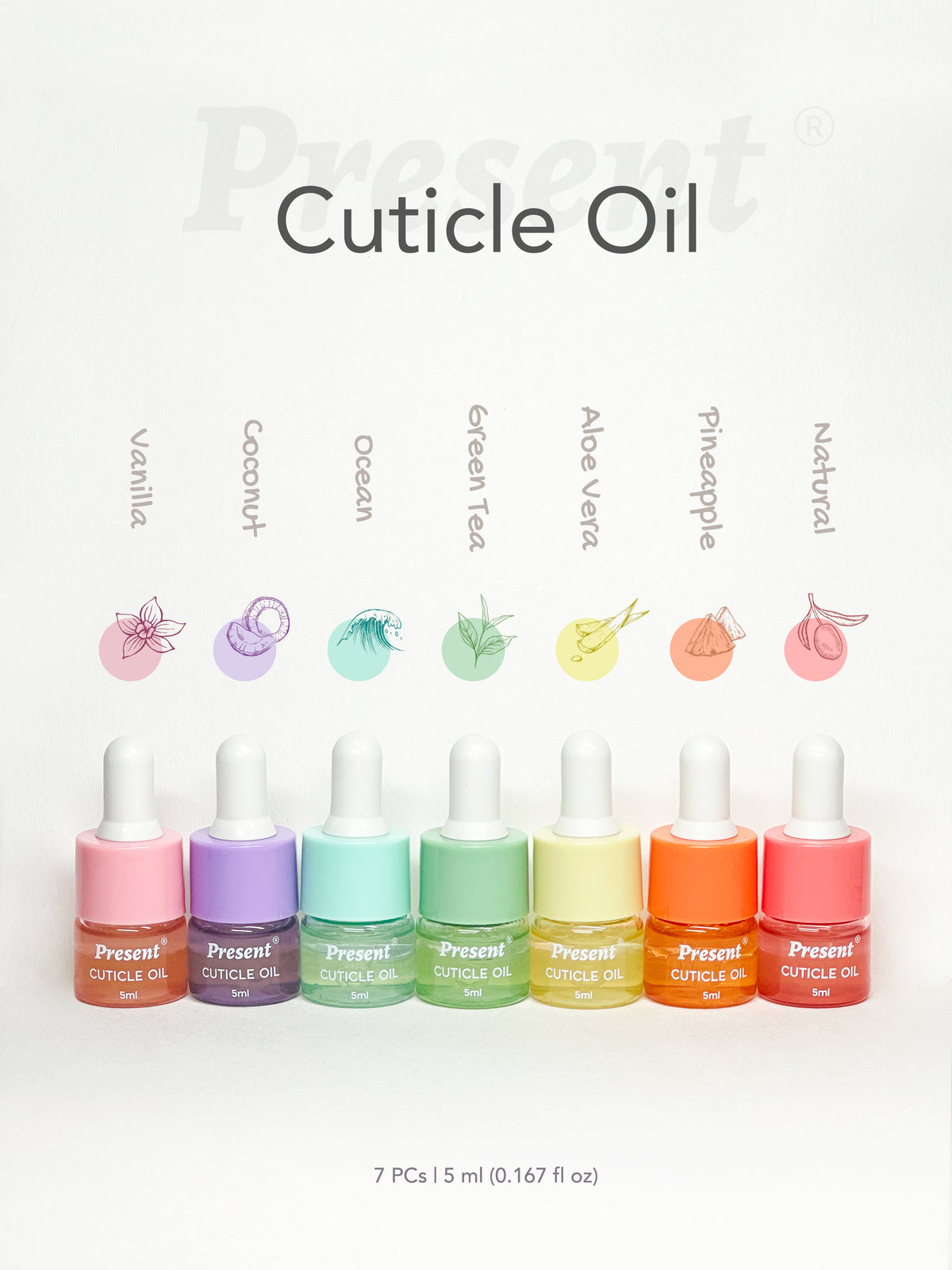 [Present] Cuticle Oil Set 7 Flavors