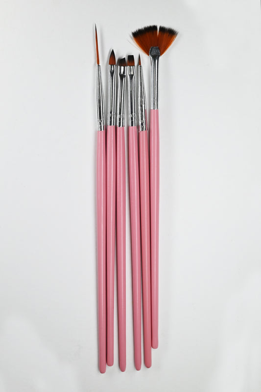 Gel Nail Brush Set (6Pcs Pink)