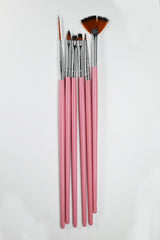 Gel Nail Brush Set (6Pcs Pink)