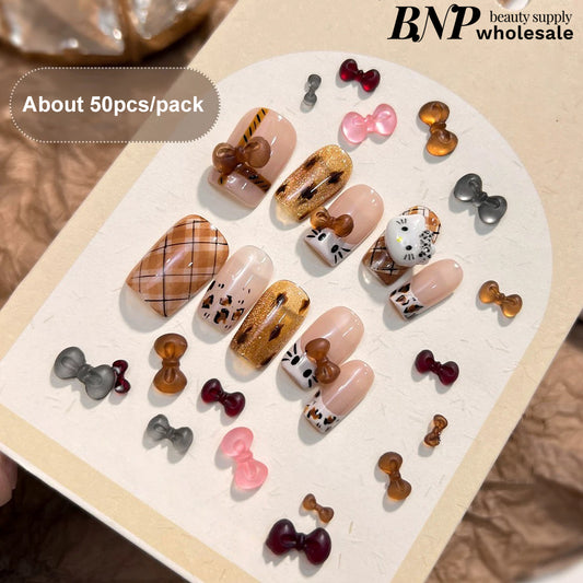 Three-dimensional Bow tie nail decor 4 colors 50pcs/pack