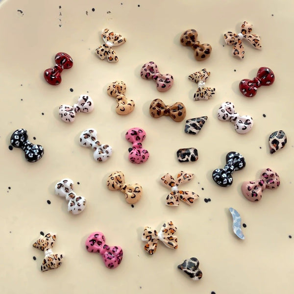 Leopard Print Bow 3D Decoration 12 Styles in One Case
