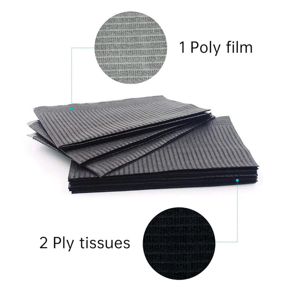 Disposable Dental Bibs 13"x18"（125Pack) 3 Ply Waterproof Tattoo Bib Sheet for Patients - Dentist or Medical Tray Cover and Nail Table Cover Supplies