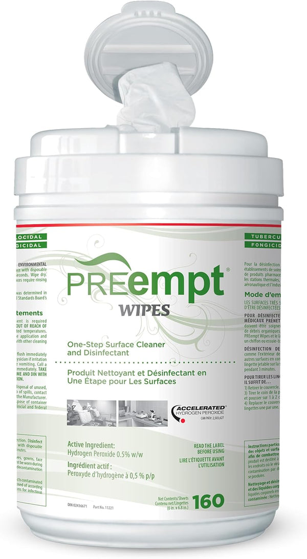 One Step Disinfectant Cleansing Wipes - All Purpose Wipes for Salons, Spas, Clinics, Studios 1 Pack | PREempt