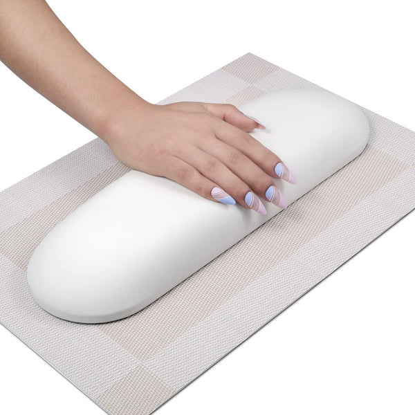 Nail Arm Rest Pillow Nail Tech Manicurist With Mat, White Black Grey