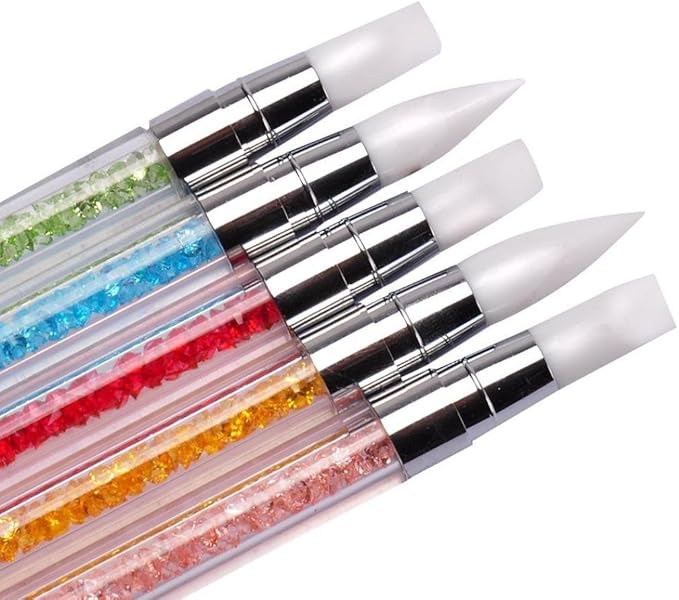 Nail Art Silicone Brushes With Acrylic Strap (5pieces/pack)