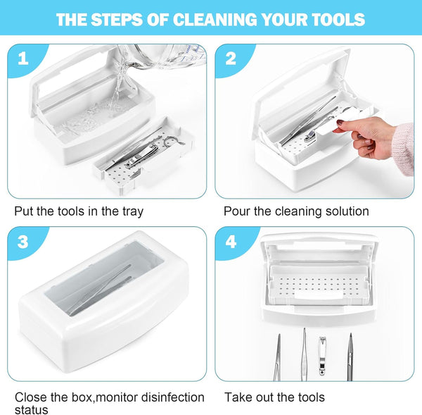 Manicure Nail Tools Lash Tweezer Sterilizer Disinfecting Tray Box Plastic