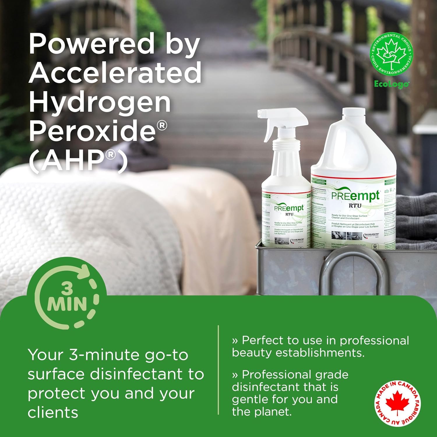 PREempt Ready-To-Use One Step Disinfectant Cleaner - All Purpose Disinfectant for Salons, Spas, Clinics, Studios - 1L