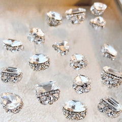 Pre-made Diamond Rhinestone Cluster Nail Decoration 2pcs