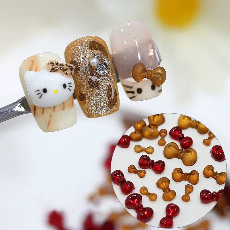 Three-dimensional Bow tie nail decor 4 colors 50pcs/pack