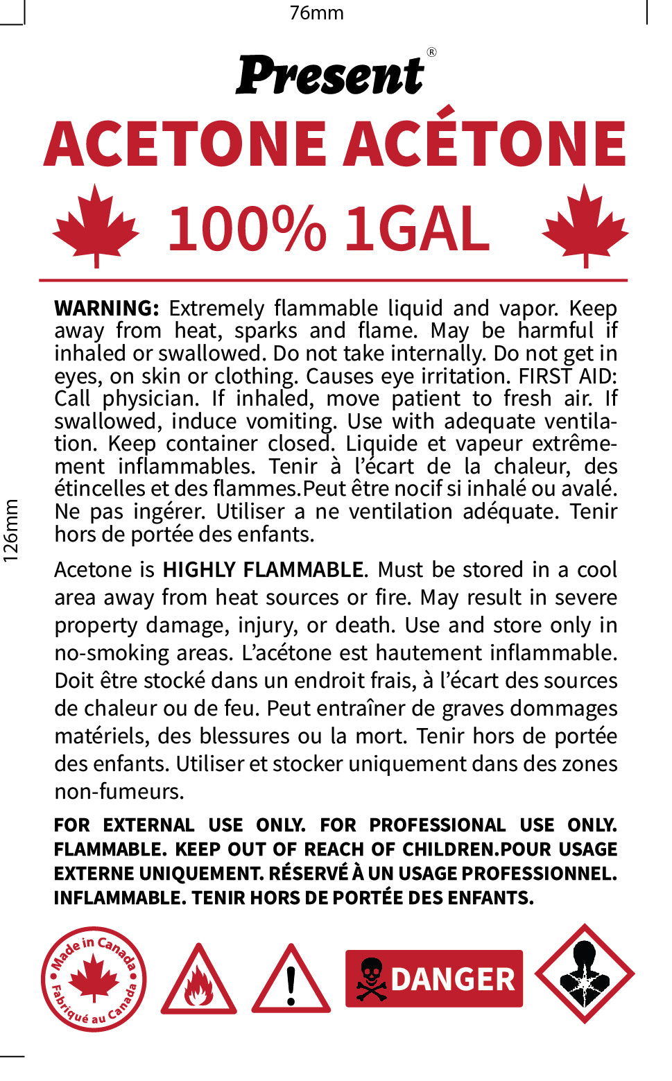 Present Canadian Acetone 1Gal