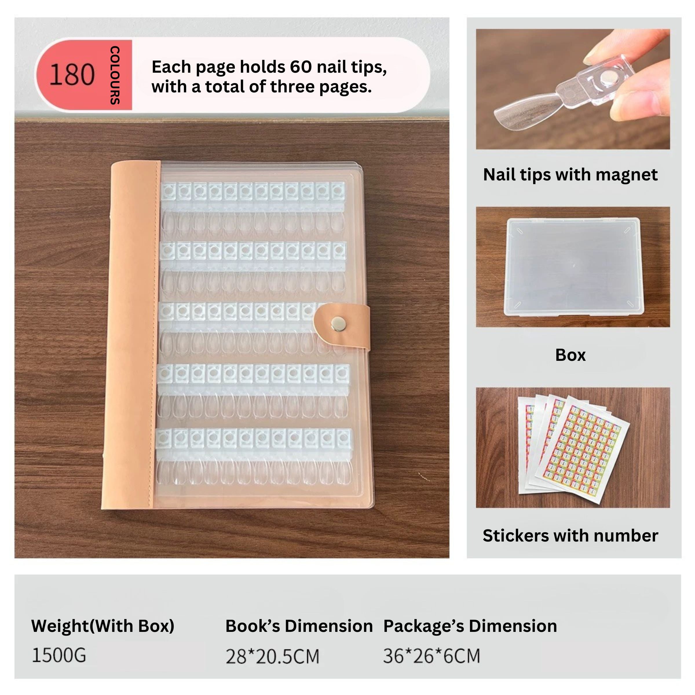 Magnet Blank Nail Organizer Storage for Manicurist, Professional Nail Color Chart Display Book Sample for Gel Polish Nails (120/180)