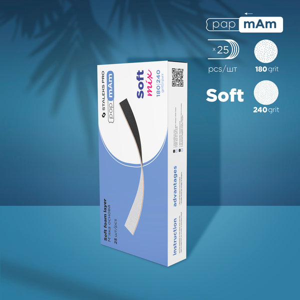 Disposable double-sided files papmAm Mix on soft foam layer EXPERT 20 180/240 grit (25 pcs) Staleks (Copy)