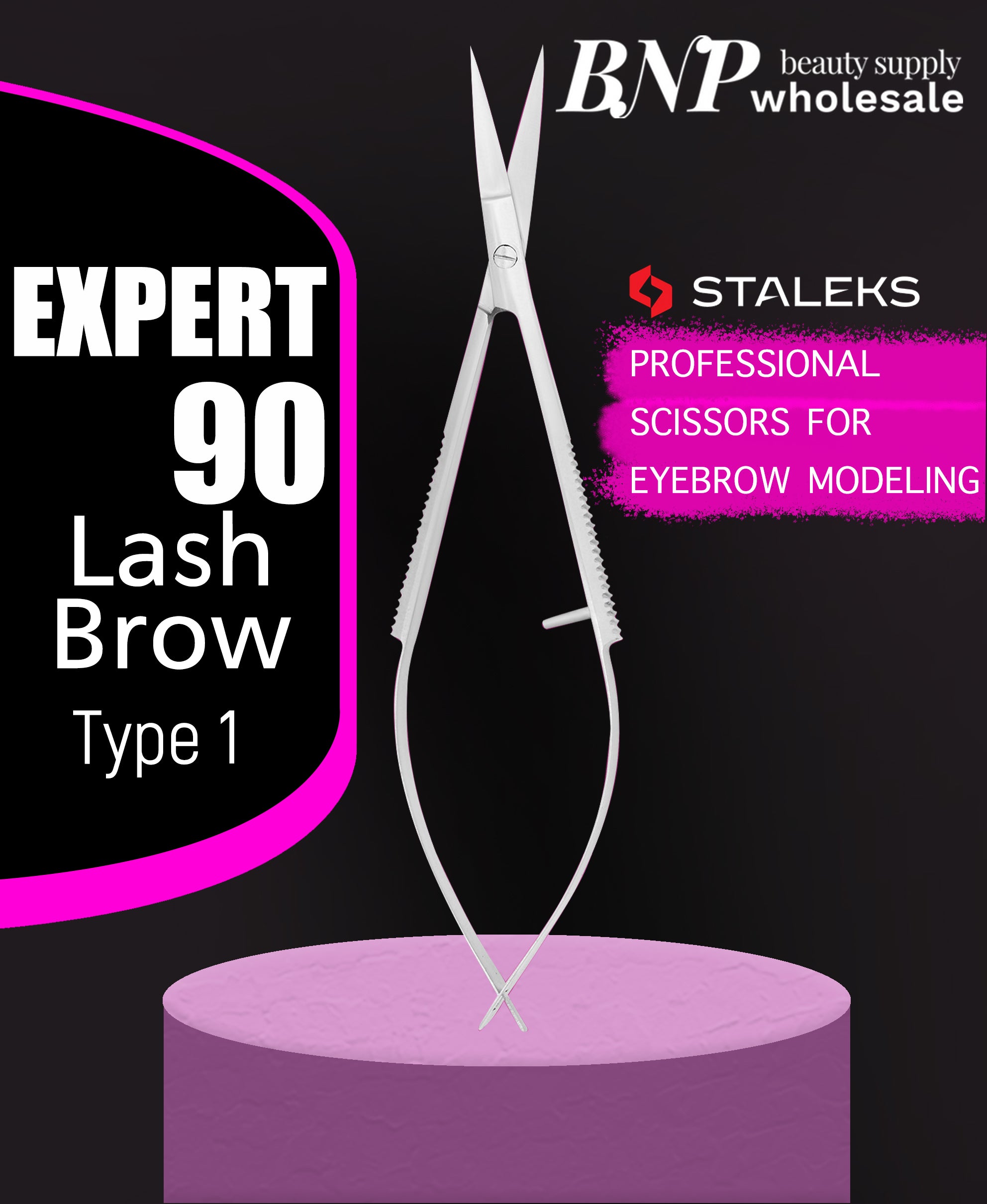Staleks Professional Micro Scissors for Eyebrows Modeling Expert 90 Type 1