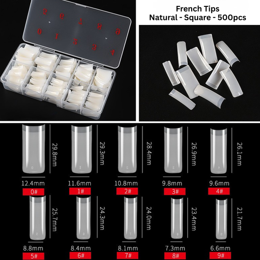 Square Half French Nail Extension Tips 10sizes 500pcs