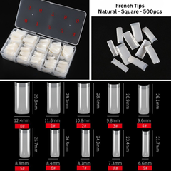 Square Half French Nail Extension Tips 10sizes 500pcs