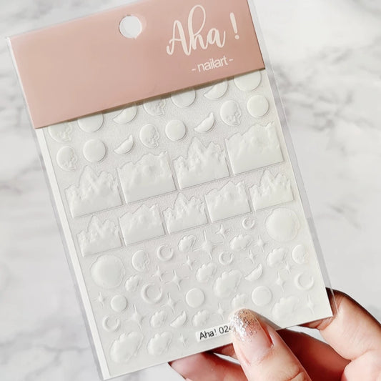 [generic] White Nail stickers (8 styles)