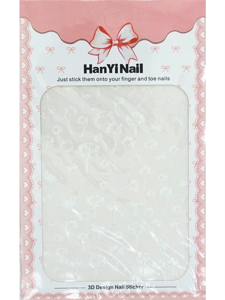 [generic] White Nail stickers (8 styles)