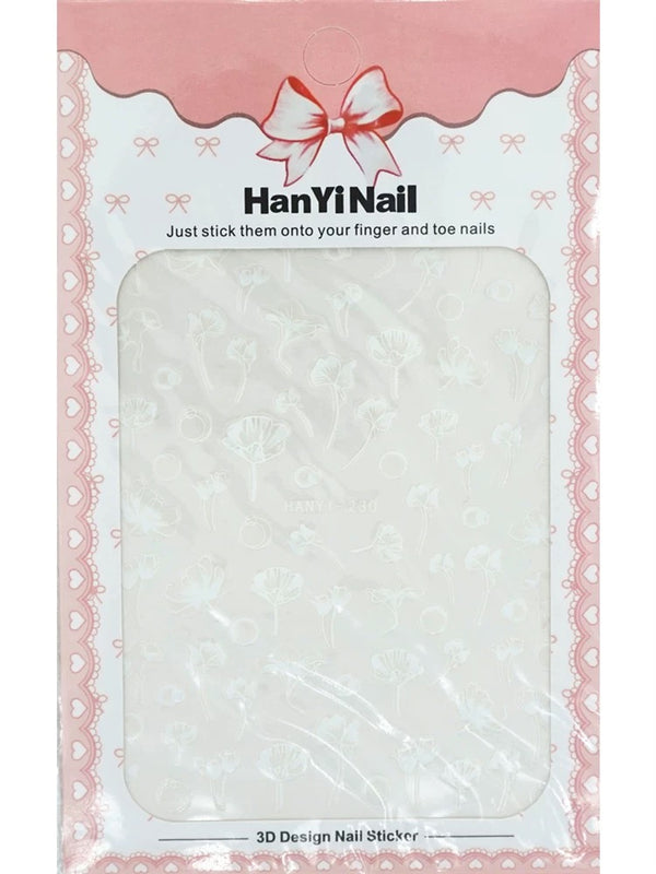 [generic] White Nail stickers (8 styles)