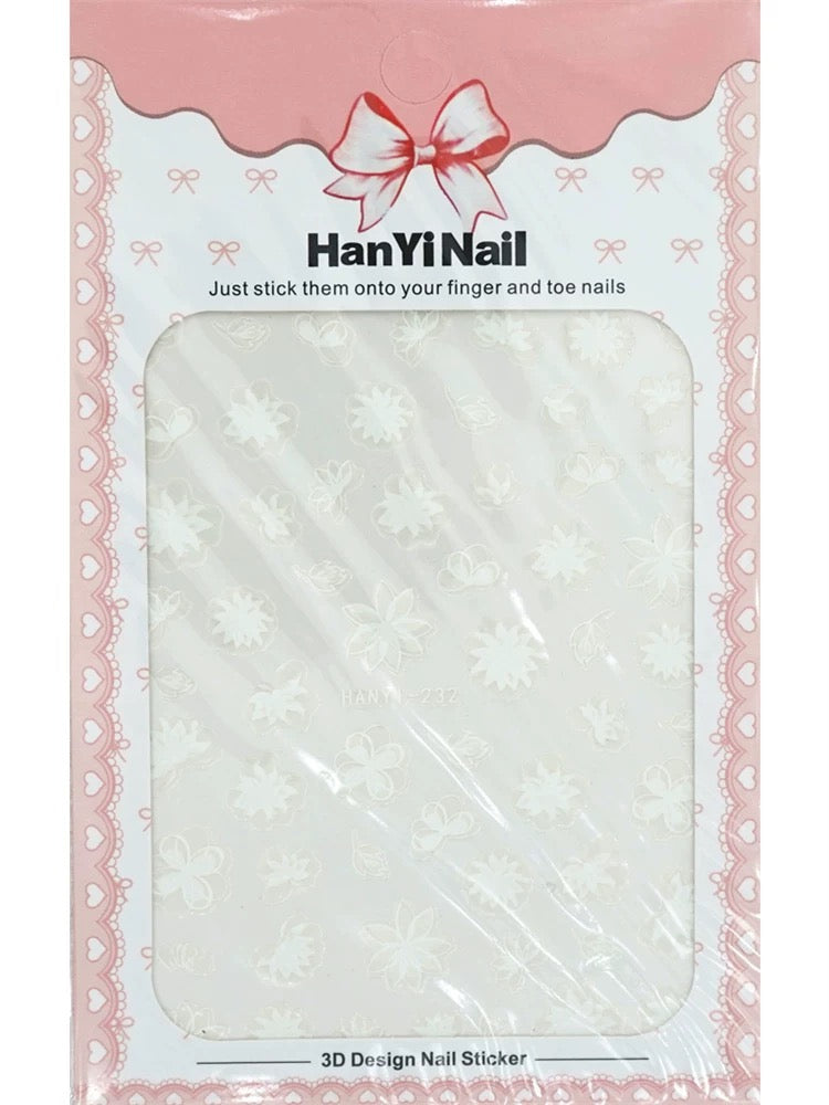 [generic] White Nail stickers (8 styles)