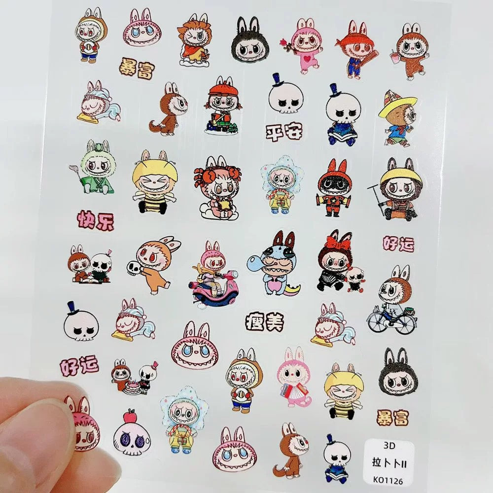 5D Labubu Zimomo Popmart Nail Art Stickers 5 types