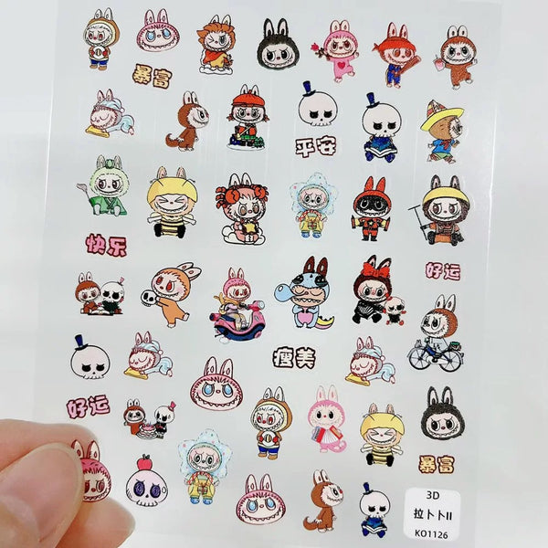 5D Labubu Zimomo Popmart Nail Art Stickers 5 types
