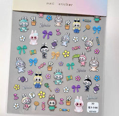 5D Labubu Zimomo Popmart Nail Art Stickers 5 types