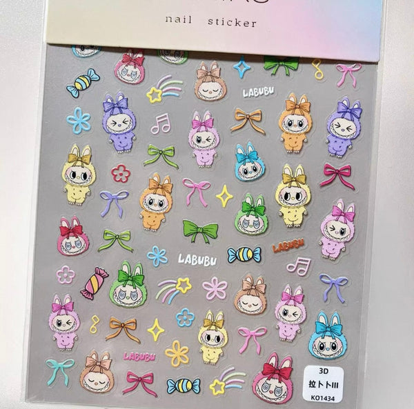 5D Labubu Zimomo Popmart Nail Art Stickers 5 types