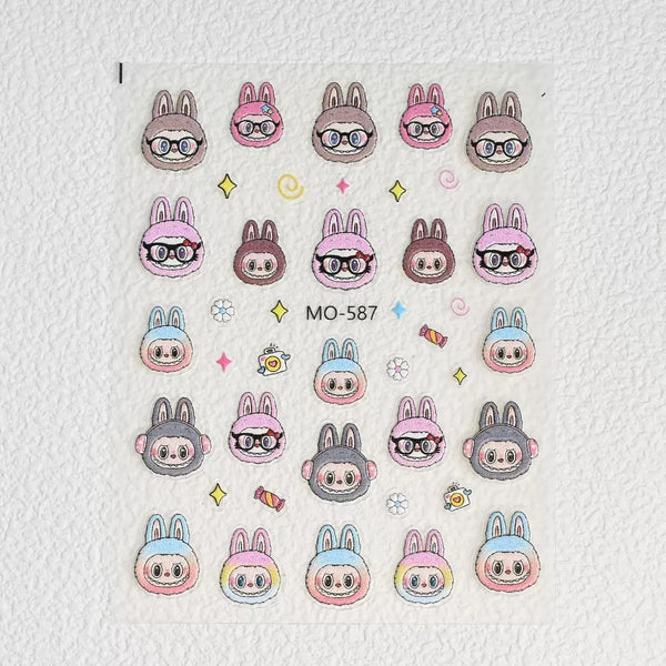 5D Labubu Zimomo Popmart Nail Art Stickers 5 types